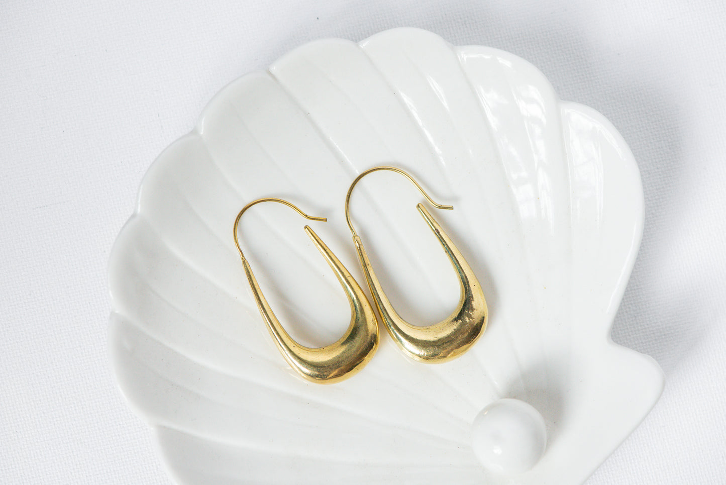 Bulky Golden Paper Clip-style Hook Earrings