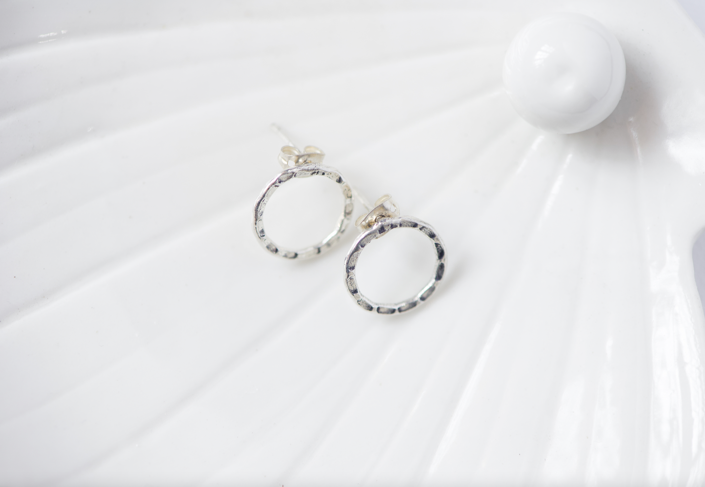 Hammered Circle Stud Earrings